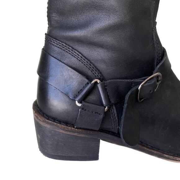 Gee'WaWa Motorcycle Biker Boots Mid Calf Black Leather Harness Straps Women 9 M - Picture 7 of 16